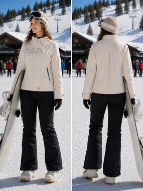 Betty Rides White Softshell Jacket Fleece Lined Snap Detail Snowboard Coat S